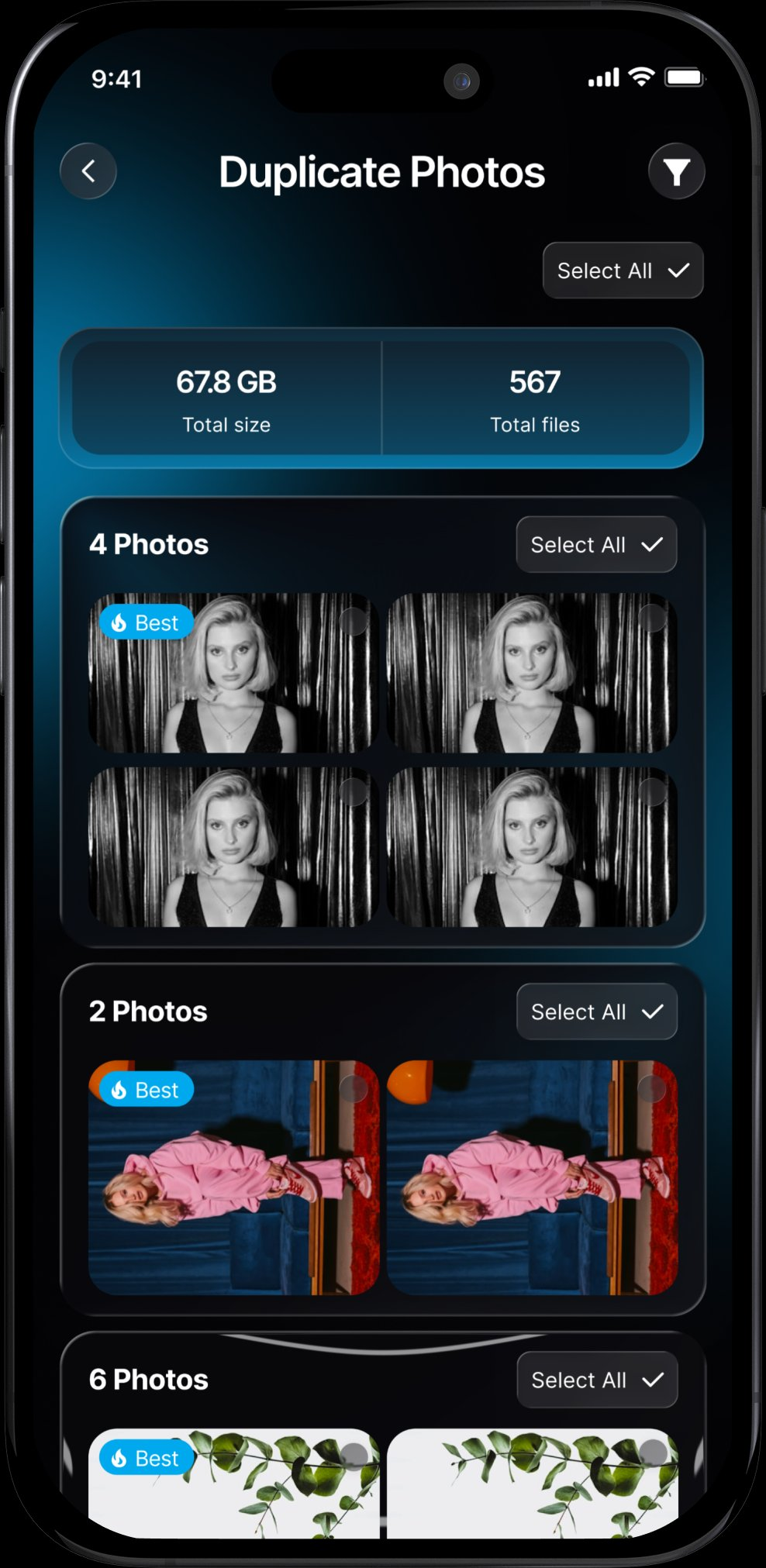 Duplicate Photos selection screen